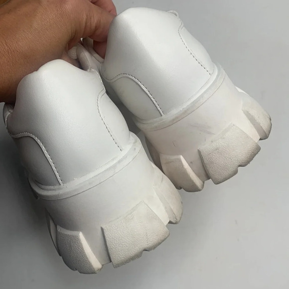 Steve Madden Michigan Leather Chunky Platform Sneaker White S-021 Sz 10 - Picture 7 of 9
